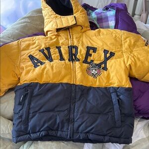 Avirex down Yellow and navy Puffer Jacket Urban Style